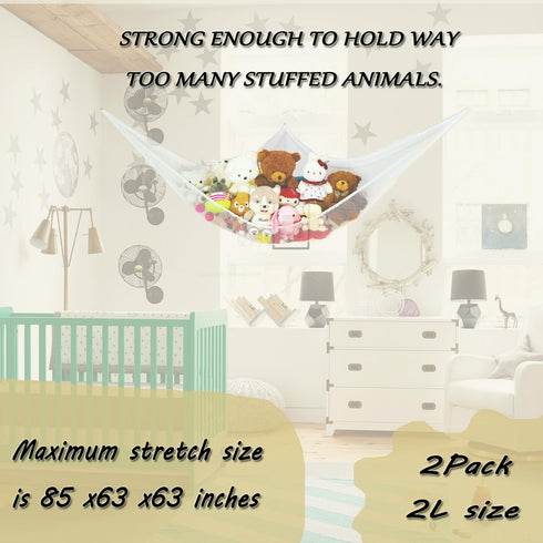 85x63x63 in Jumbo Stuffed Animal Hammock Corner Toy Teddy Bear Hammock Net Stuffed Animal Storage Net! (2Pack)...