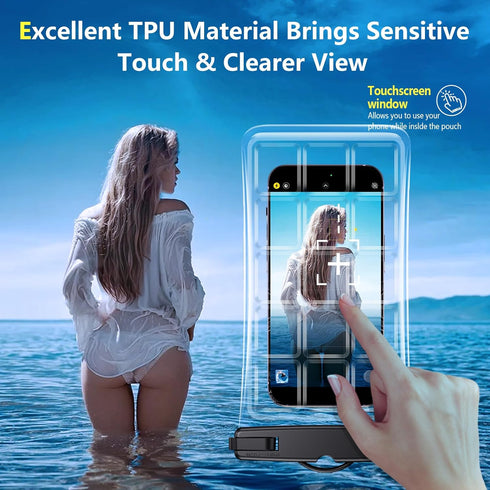 2 Pack-IP68 Waterproof Phone Pouch Floating Case for Underwater Photography, Underwater Screen Touchable, Cellphone Dry Bag, Detachable Lanyard fo...
