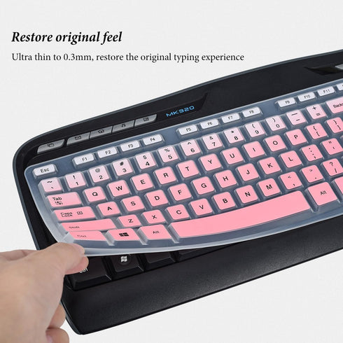 Keyboard Cover for Logitech MK320 MK330 K330 Wireless Desktop Keyboard, Logitech MK320-YR002/Y-R0009 Keyboard Skin Accessories-Gradual Pink...
