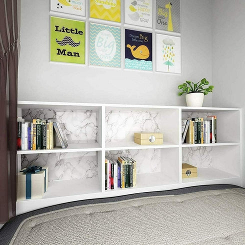 Glossy Marble Paper Granite Grey/White Roll Kitchen Countertop Cabinet Furniture Wallpaper PVC Adhesive and Removable Cover Surfaces Peel and Stic...