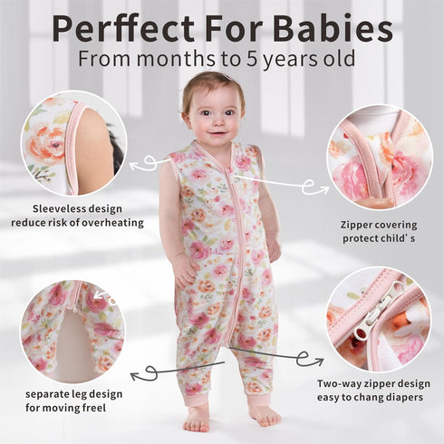 Baby Sleepsack with Feet, 100% Cotton Breathable Toddler Sleep Bag Sack Wearable Blanket...