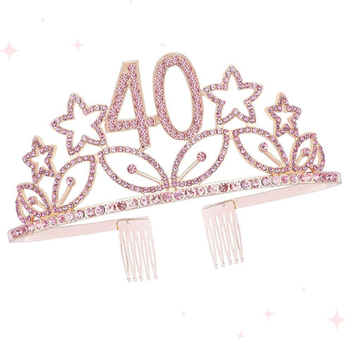 MEANT2TOBE 40 and Fabulous Sash and Tiara Set for Women Forty and Fierce Glitter Sash and Rhinestone Crown - Elegant Accessories for 40th Birthday...