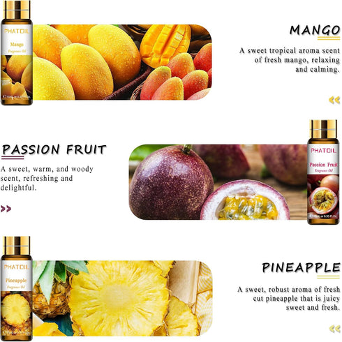 9PCS Fruity Essential Oils Gift Set, 10ml/0.33fl.oz Fragrance Oils for Soap, DIY Candle, Bath Bombs Making, Fruit Scented Oils for Diffusers for H...