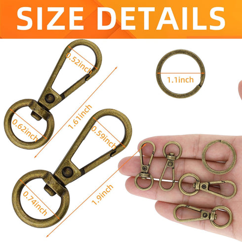 100PCS Swivel Clasps Lanyard Snap Hooks with Key Rings, Swivel Snap Hooks, Keychain Hook, 50 Pcs Large and Small Swivel Hooks, Swivel Clasp with 5...