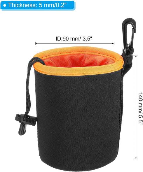 PATIKIL Camera Lens Bag, 2 Pcs 3.5" IDx5.5 H Drawstring Lens Pouch with Thick Protective Neoprene, Lens Case for DSLR Camera Lens, Water Coffee Cu...