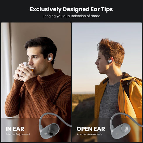 BASN AirS1 Open Ear Headphones Air Conduction Headphones, Wireless HiFi Sound Earphones with 16.2mm Driver, Sport Headset Built-in ENC Mic for Cle...