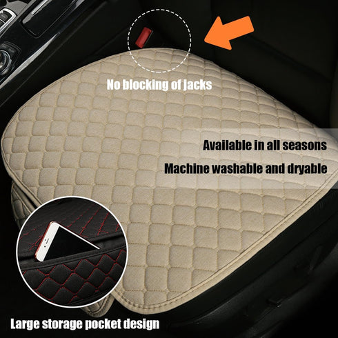 Car Seat Bottom Cover Pad, Breathable Auto Front Seat Protector with Storage Pocket, Comfortable Seat Bottom Cushion Mat for Most Vehicle, Univers...