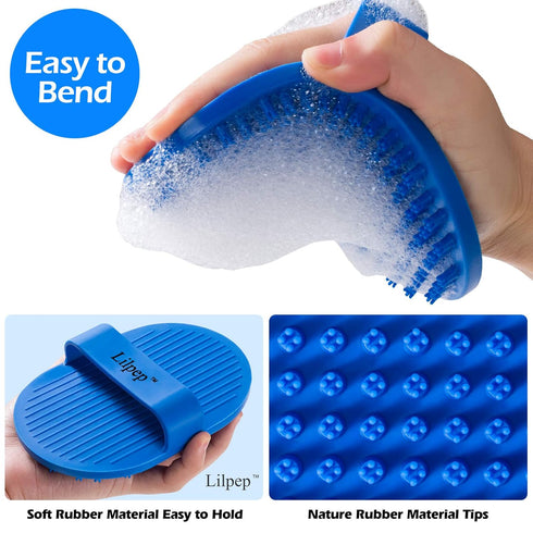 Dog Bath Brush, Rubber Pet Shampoo Brush with Silicone Bristles for Massaging Grooming, Removing Short Haired Dogs Cats Shedding, Tangles and Dead...