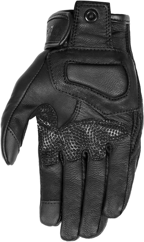 Updated Full Finger Leather Motorcycle Gloves Phone Touch Goat Skin Black Motorbike Riding Gloves (Updated,Non-Perforated, L)...