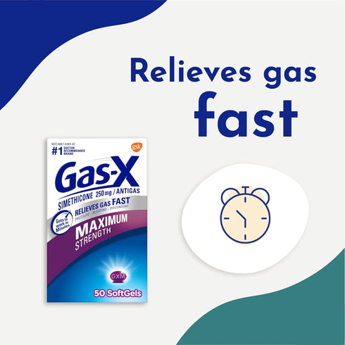 Gas-X Maximum Strength Gas Relief Softgels with Simethicone 250 mg - 30 Count...