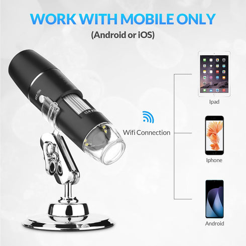Handheld Digital Microscope Wireless Portable for Kids Adults 50x-1000x Magnification with 360 Rotate Stand Compatible with iOS/Android iPhone, iP...