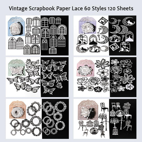 Scrapbook Paper Cutouts for Wedding Scrapbooking Embellishments, 120 Pcs Black and White Collage Materials for Junk Journal Supplies, Card Making,...