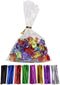 100 Pcs 7 in x 5 in(1.4mil.) Clear Flat Cello Cellophane Treat Bags Good for Bakery, Cookies, Candies,Dessert with random color Twist Ties!...