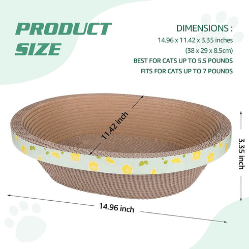 Oval Cute Cat Scratching Bed Couch Lounger for Indoor Cats, Corrugate Cat Cardboard Scratcher Box Durable, Kitty Cat Scratch Pad Lounge Long Lasti...