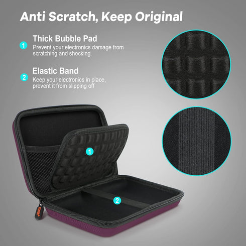 GLCON Deep Purple Carrying Case Hard Storage Case Electronics Organizer Tech Pouch for Hard Drive, Power Bank, Cell Phone, Charger Enclosure - Por...