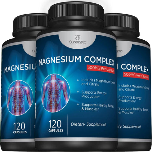 Premium Magnesium Citrate Capsules – Powerful 500mg Magnesium Oxide & Citrate Supplement – Helps Support Healthy Bones, Muscles, Teeth, Energy & R...