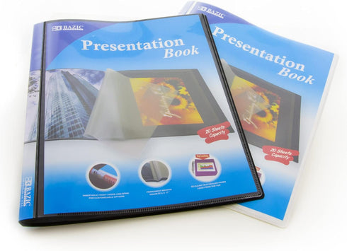 BAZIC Presentation Book 10-Pockets Binder w/ Plastic Clear Sleeves, Fits 8.5x11" Paper, Color May Vary, 1-Unit...