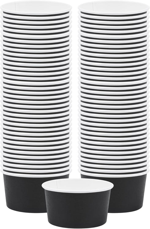 Coppetta 8-Ounce Dessert Cups, 50 Disposable Ice Cream Cups - Lids Sold Separately, Sturdy, Black Paper Frozen Yogurt Bowls, For Hot And Cold Food...