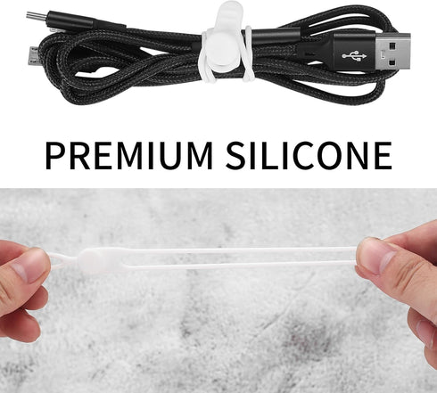 25 Pcs Silicone Cable Ties, Reusable Cable Straps Wire Organizer, Cable Management Cord Organizer for Fastening Earphone Phone Charger Home Office...