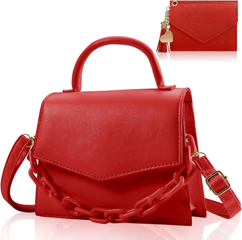 Small Crossbody Bags for Women Girls Trendy Top Handle Satchel Purses with Detachable Acrylic Chain...