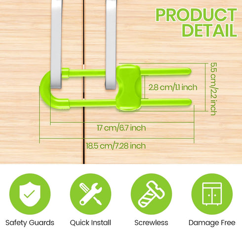 Jetec 10 Pieces Cabinet Locks for Babies, U-Shaped Proofing Drawers Safety Child Locks Adjustable, Easy to Use Childproof Latch for Knob Handle on...