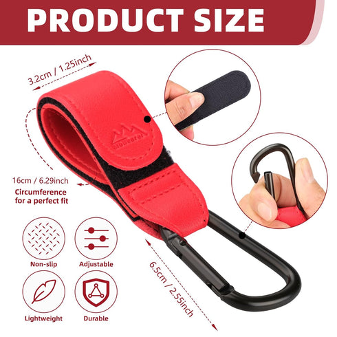 Baby Stroller Hooks Bag Hooks for Hanging Diaper Bags MultiPurpose Hooks for Grocery Shopping Bags Premium Vegan Leather Pram Straps 2 Pcs (red)...