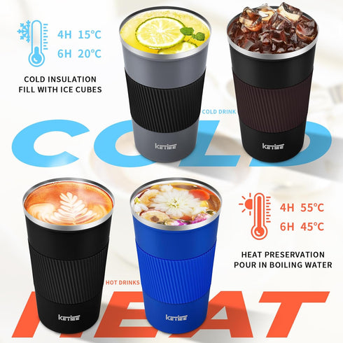 KETIEE Travel Coffee Mug Spill Proof 12oz, Insulated Reusable Coffee Cups with Seal Lid, Vacuum Stainless Steel Travel Mug to Go Car Tumbler for H...