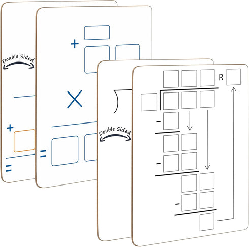 Dry Erase Multiplication & Division Board 9"x12" Double Sided Practice Whiteboard with 2x1 & 2x2 Digit Multiplication for Home, School, Classroom,...