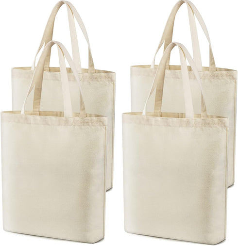 Veyist 4 Pcs Reusable Large Canvas Tote Bags, Blank Multi-purpose Canvas Bags, Suitable for DIY Project, Grocery, Shopping....