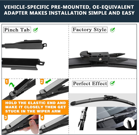 Windshield Wiper Blade Replacement for Chevrolet Traverse 2012-2017 GMC Acadia Buick Enclave 2005-2010 PONTIAC G6 2008-2011 Buick Lucerne-Original...