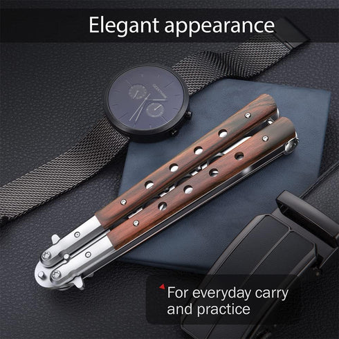 Butterfly Knife Trainer - Balisong Trainer - Practice Butterfly Knife - Balisong Butterfly Knives NOT Real NOT Sharp Blade - Wood Dull Trick Butte...