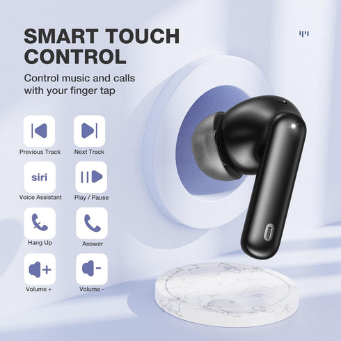 A40 Pro Wireless Earbuds, 50Hrs Playtime Bluetooth Earbuds Built in Noise Cancellation Mic with Charging Case, Headphones Stereo Sound, IPX7 Water...