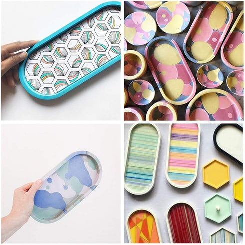 3 Pack Tray Silicone Resin Mold, Oval Coaster Epoxy Resin Casting Mould DIY Jewelry Tray Dishes for Craft Jewelry Storage Office Home Decoration...