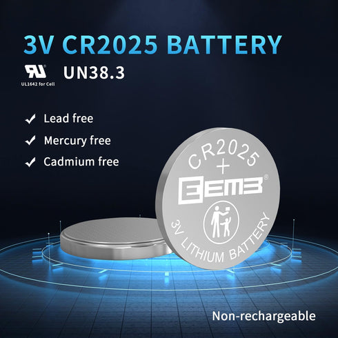 EEMB 10 Pack CR2025 Battery 3V Lithium Battery Button Coin Cell Batteries 2025 Battery for Key FOBs, calculators, Coin counters, Watches, Heart Ra...