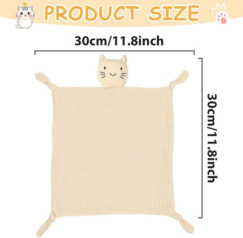 Cat Loveys for Baby Muslin Baby Security Blankets for Babies Soft Breathable Cotton Cat Baby Snuggle Animals for Newborn for Boys and Girls Neutra...