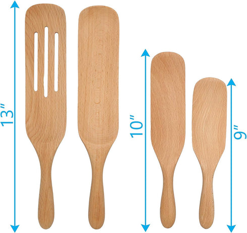 Spatula Spurtle Kitchen Tools As Seen On TV, 5Pcs Wooden Spurtle/Spatula Set, Premium Beechwood Wooden Spoons Non-Coated, Cooking Utensil for Nons...