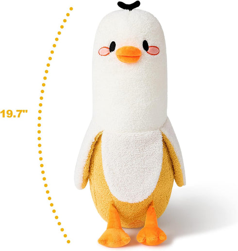 PEACH CAT Banana Duck Plush Pillow Duck Stuffed Animal Cute Banana Plushie for Girls and Boys White 19.7"...