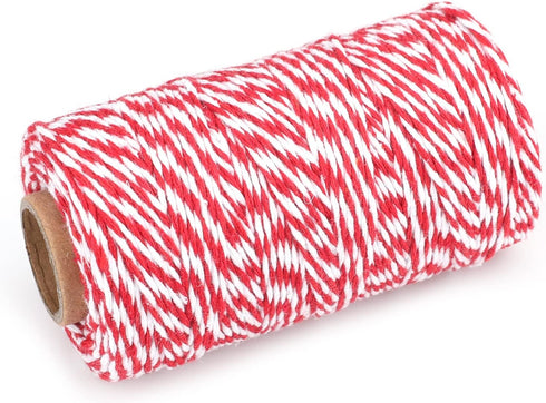 jijAcraft Red and White Twine String, 328 Feet Christmas Bakers Twine String, 2MM Heavy Duty Packing String for DIY Crafts, Christmas Decoration, ...