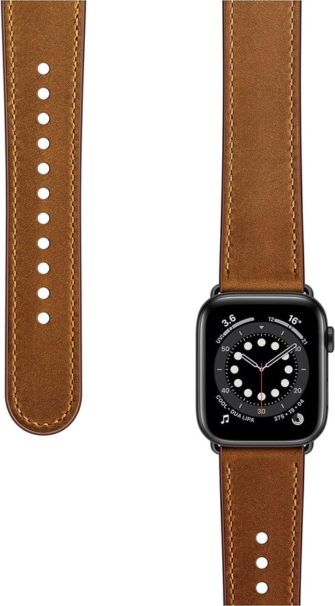 OUHENG Compatible with Apple Watch Band 42mm/41mm/40mm/38mm, Genuine Leather Bands Replacement Strap for iWatch SE2 SE Series 10 9 8 7 6 5 4 3 2 1...