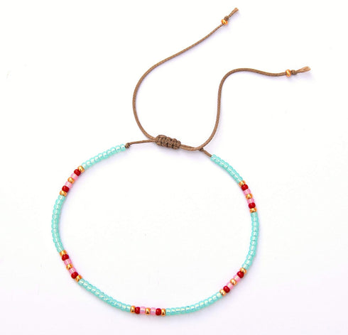 Anklet for women, Unique Beaded Aqua Colorful Waterproof Beach Anklet, Boho Bohemian Hippie Native American Style, Handmade by Tribes...