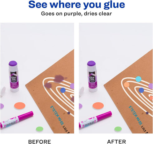 Avery Glue Stick Disappearing Purple Color, Washable, Nontoxic, 1.27 oz. Permanent Glue Stic, 12pk (00226)...