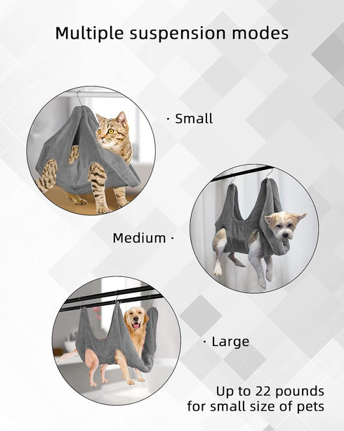 Pet Grooming Hammock Helper, Nail Clipper Restraint Bag for Cat Dog, Drying Towel for Combing Bathing Washing Grooming and Nail Trimming, 4 Hooks,...