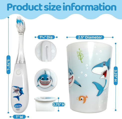Lily's Home Kids Flashing Timer Toothbrush Kids with Soft Bristles, Rising Cup & Cover - Fun 2-Min Light-Up Brushing for Children - Toddler Toothb...