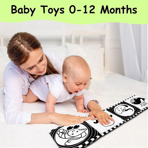 High Contrast Baby Toys For Newborn? Black And White Baby Toys Book 0-3 Months - Tummy Time Mirror For Infant 6 7 8 9 10 11 12 Months Developmenta...