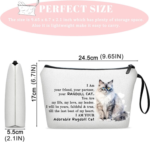 ivyanan Ragdoll Cat Cosmetics Bag Gifts Premium Cute Animal Print Travel Makeup Bag - Stylish, Durable, and Spacious Skincare and Toiletry Bag for...
