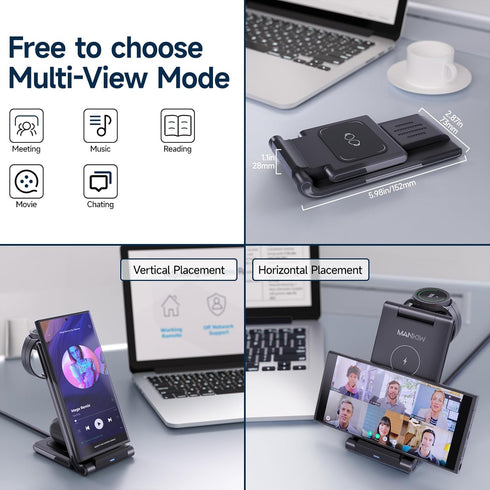 Wireless Charging Station for Samsung,MANKIW Foldable 3 in 1 Fast Charger Station for Galaxy S24 S23 S22 S20 Ultra Z Flip Fold 5/4/3Galaxy Watch 6...