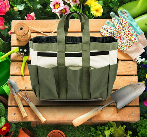 Gardening Tote Bag Garden Tool Bag with 9 Pockets Garden Tote Organizer Bag Gardening Tool Kit Holder Oxford Bag Gardening Tools Storage Organizer...