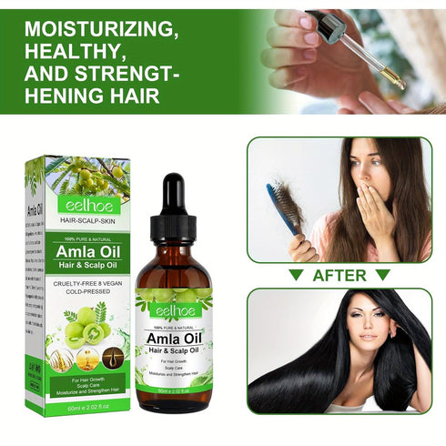 2 Pack Amla Oil Hair Scalp Oil for Hair Care and Growth Healthy Rejuvenates Hair Strengthens Hair Penetrates Root To Tip Hair Care Essential Oil f...