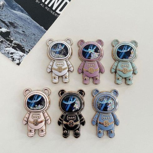 Black Cute Phone Stand Holder,Cell Phone Astronaut Hidden Kickstand for Desk,Astronaut Phone Holder,Adjustable Tablet Phone Ring Stand with 3D Mov...