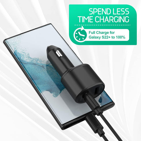 60w Car Charger Super Fast Charging 2.0 Dual-Port (45W+15W) with USB C to C Cable for Samsung Galaxy S24 Ultra/S24/S24+/S23,S22,S21/S21 Ultra/ S21...